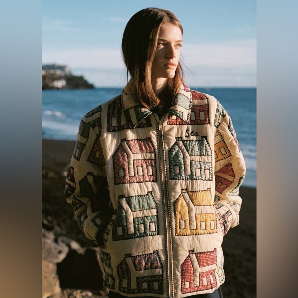 Sea NY Patchwork House Pattern Puffer Jacket